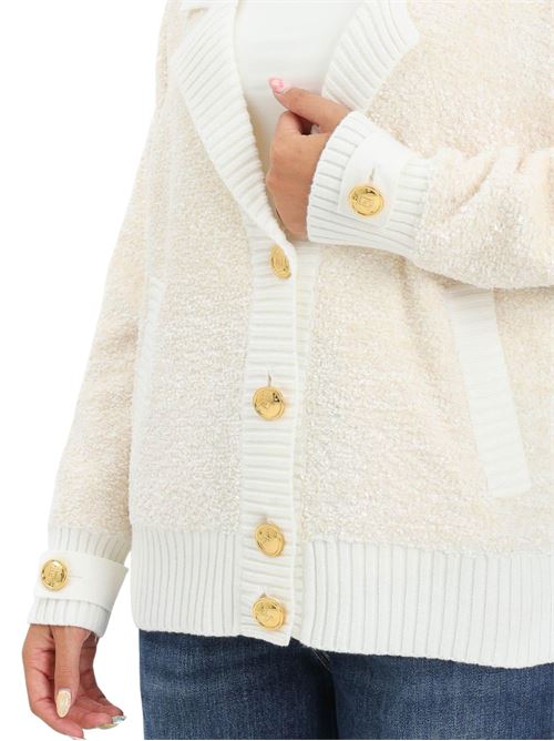 Cardigan panna in ciniglia Elisabetta Franchi | MK44S57E2DZ9